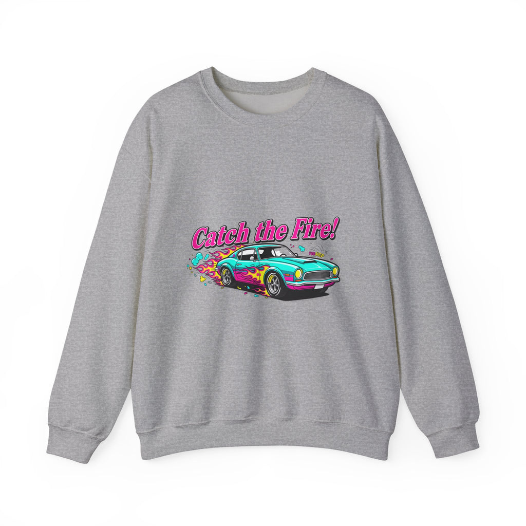 Cartoon Dragster Flames Sweatshirt | Vintage Car Illustration, Racing Flame