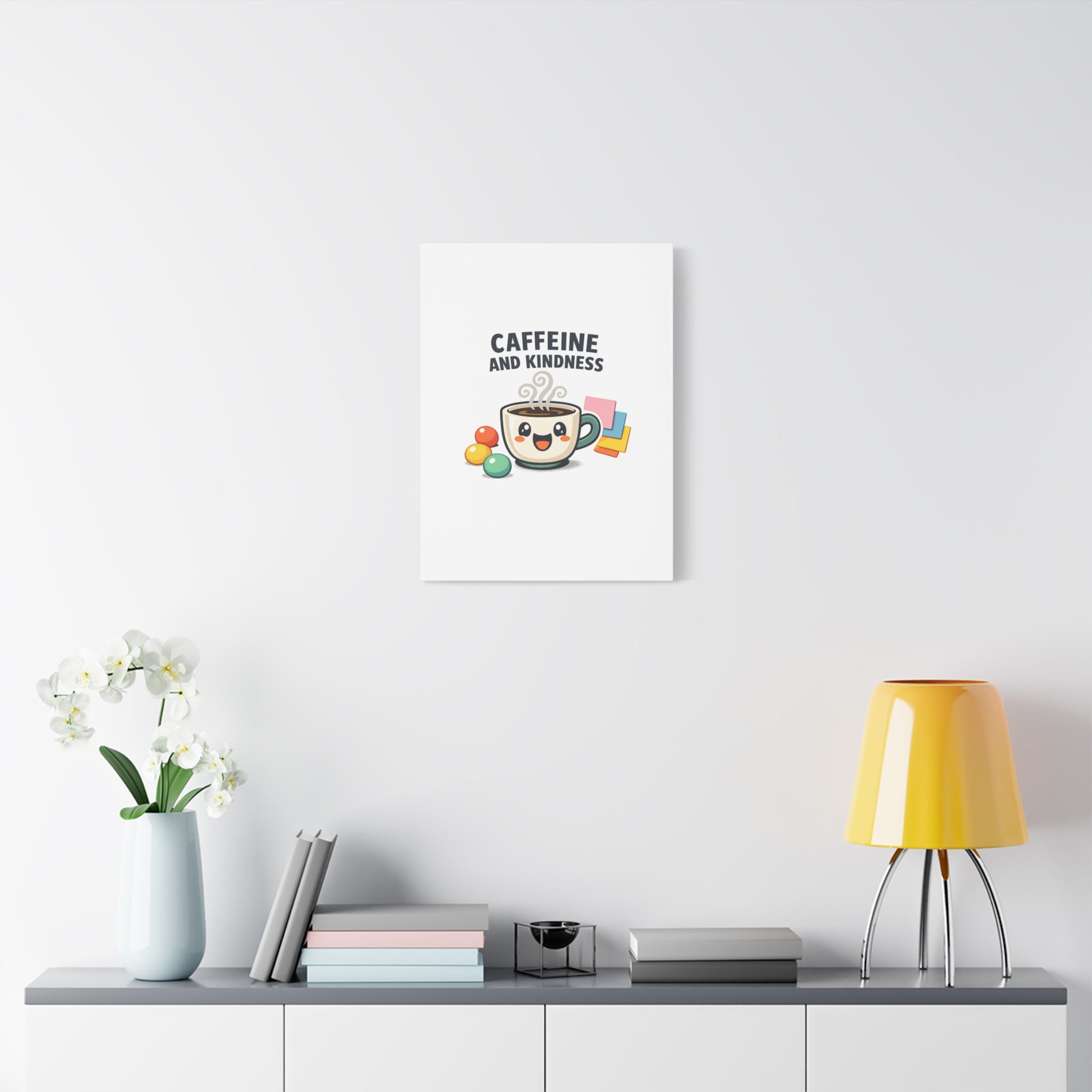 Caffeine and Kindness Canvas | Office Humor, Coffee Fuel Wall Art