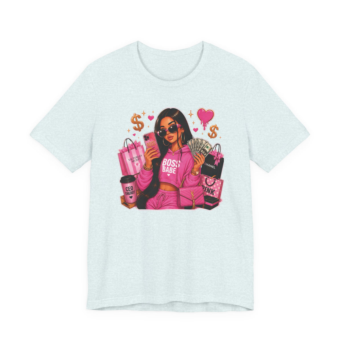 Boss Babe Pink Fashion T Shirt Glam Shopping Graphic Tee