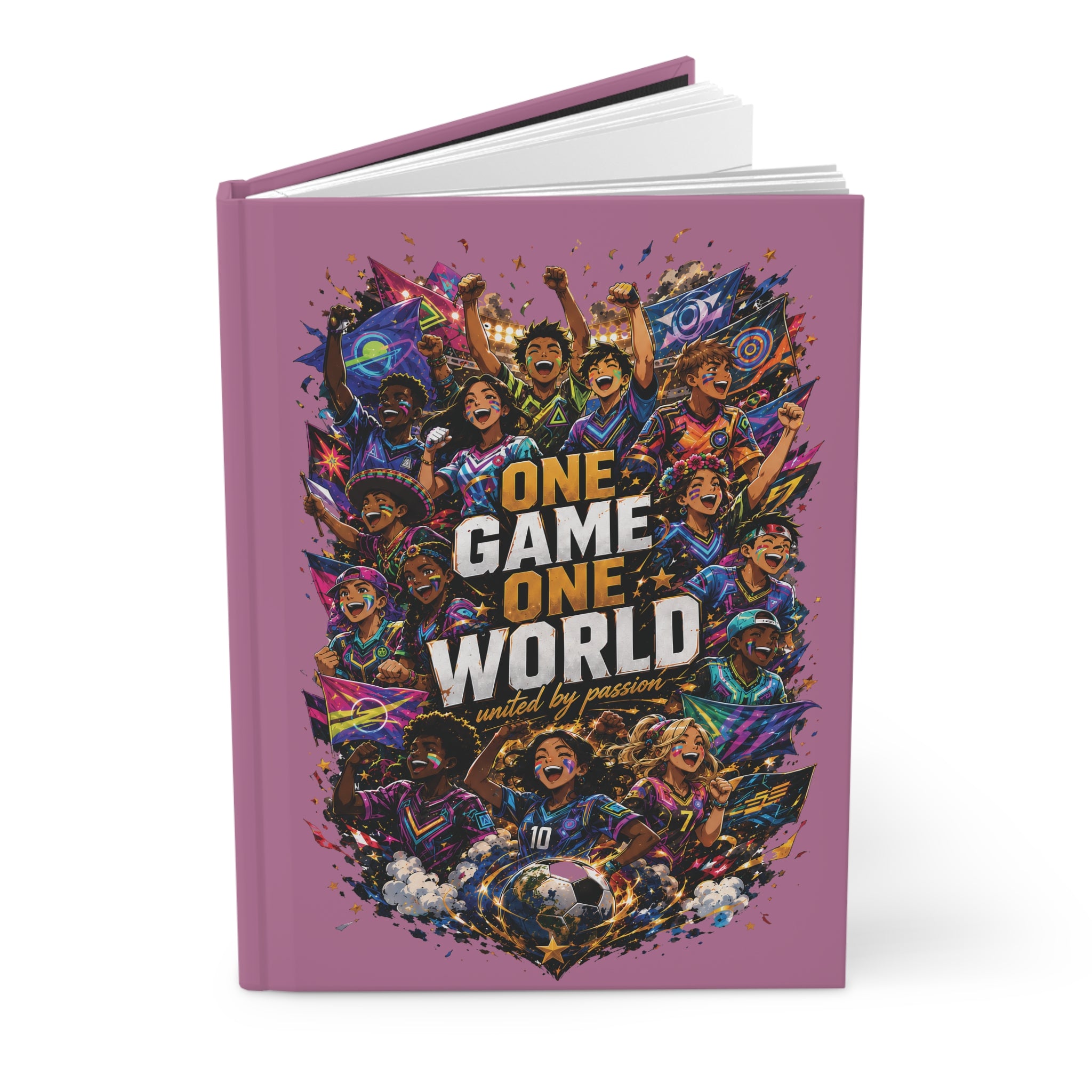 One Game One World Soccer Hardcover Journal — Personalized Sports Notebook