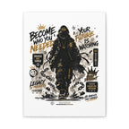 Motivational Street Art Canvas — "Become Who You Needed" Stretched Matte Print
