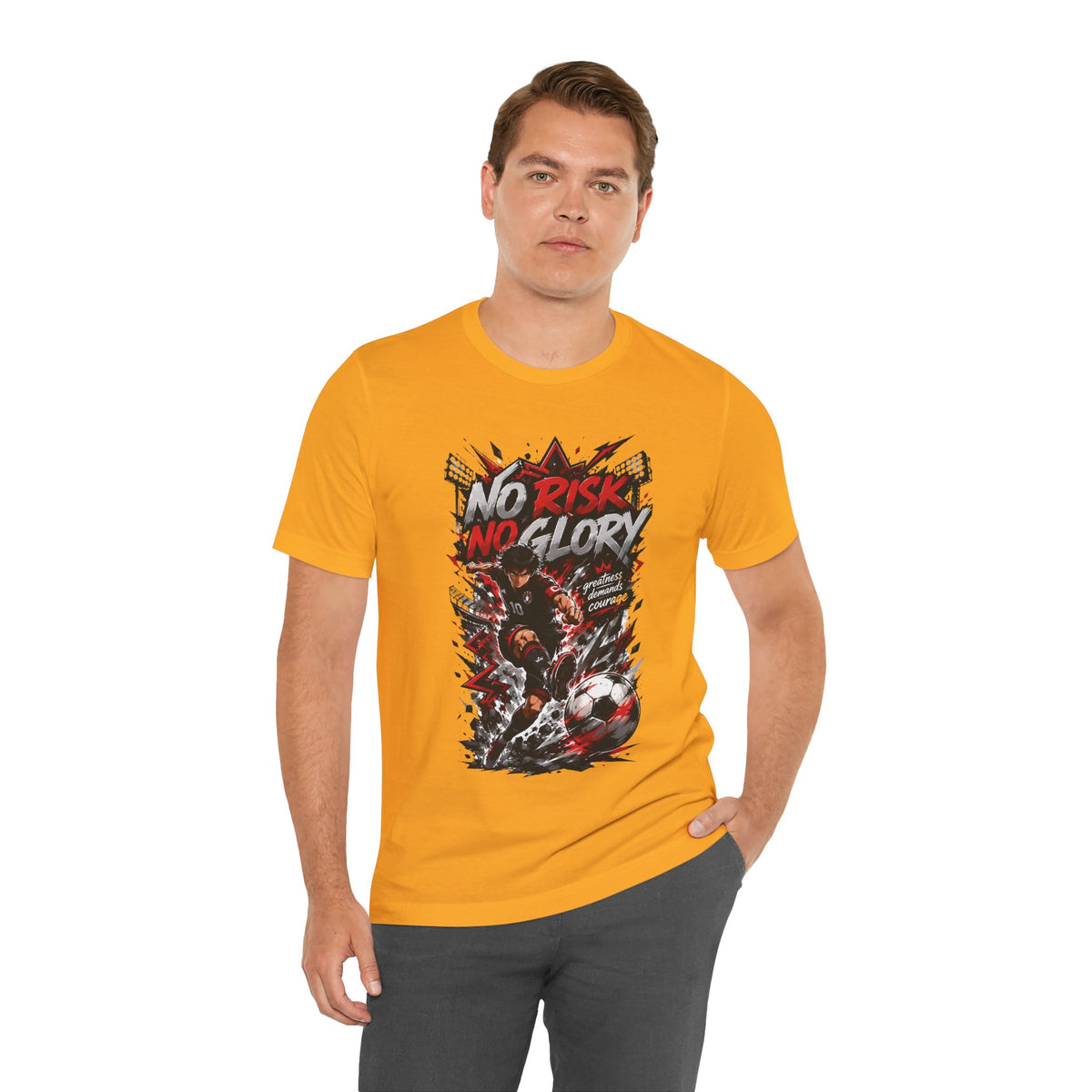 No Risk No Glory Soccer Graphic T Shirt
