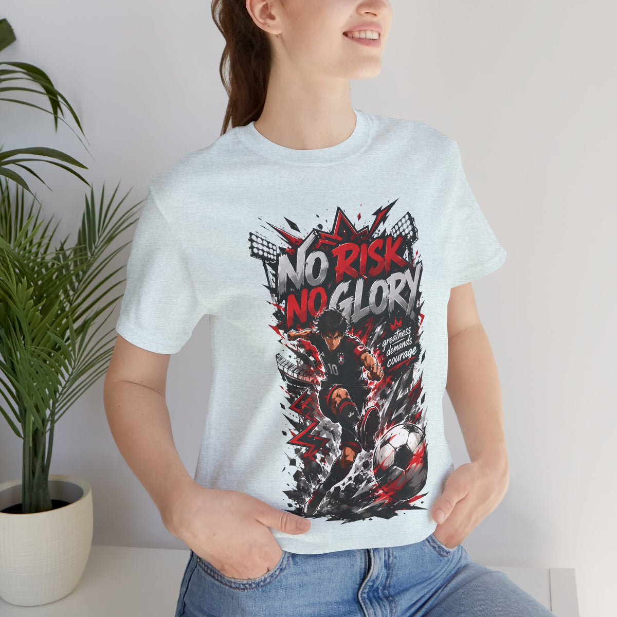 No Risk No Glory Soccer Graphic T Shirt