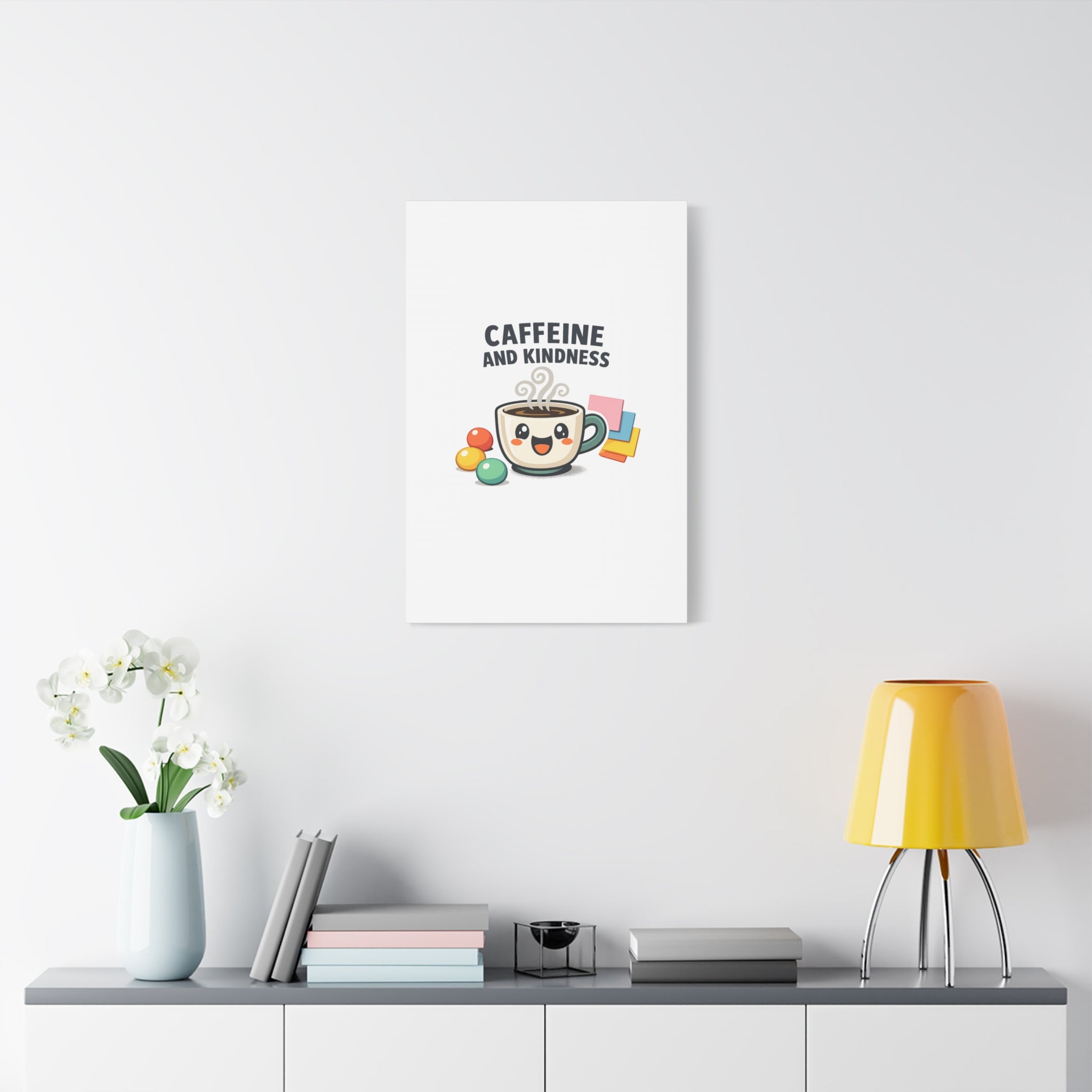 Caffeine and Kindness Canvas | Office Humor, Coffee Fuel Wall Art