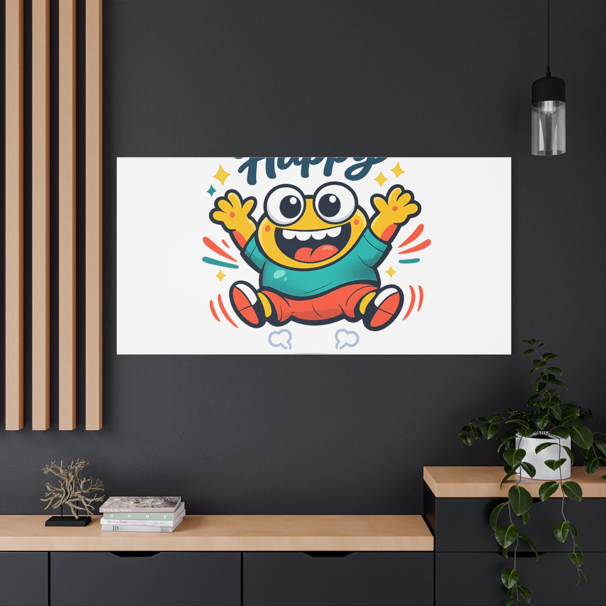 Happy Blob Cartoon Canvas | Bold Cartoon, Thick Outline, Kawaii Minimal