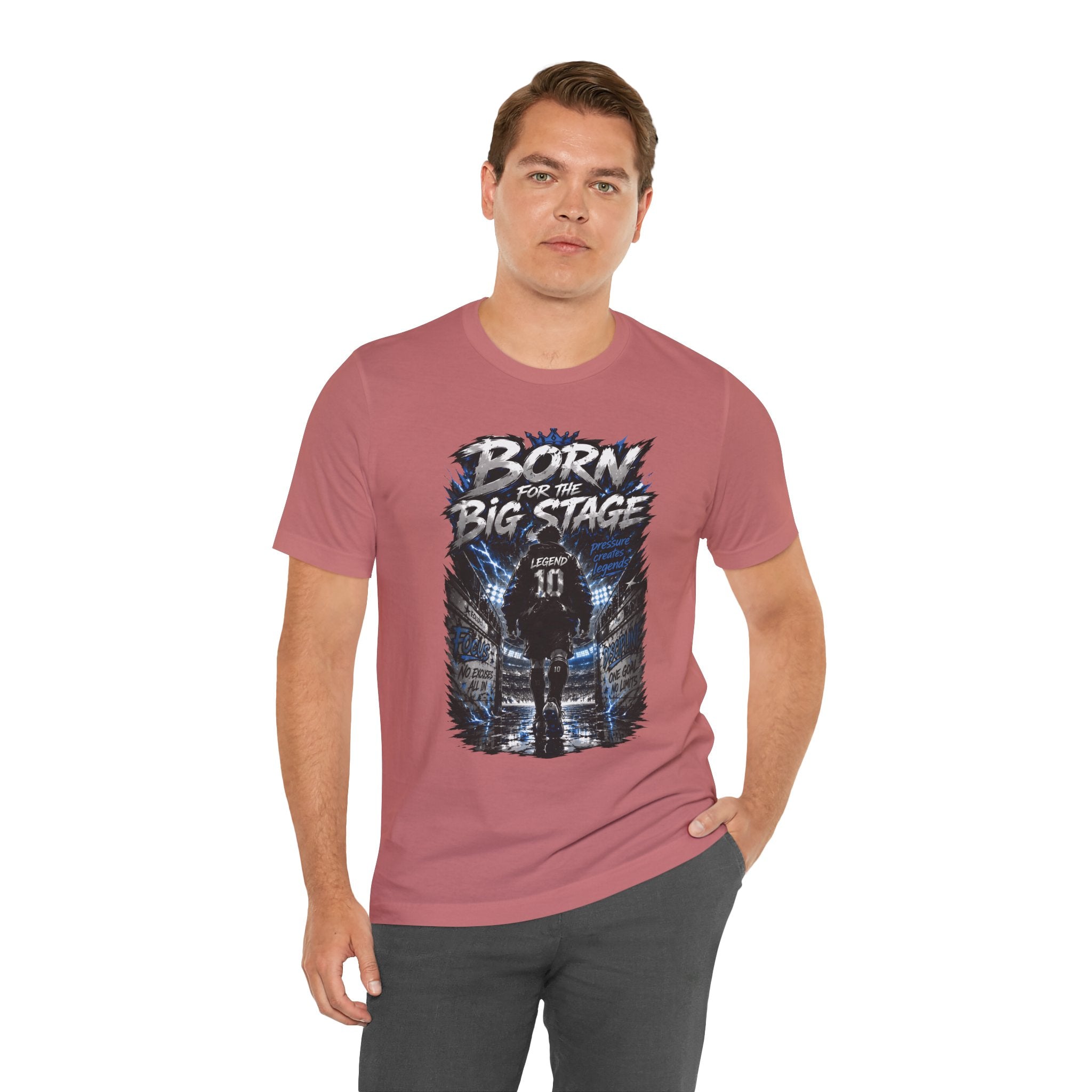 Soccer Player T‑Shirt — "Born for the Big Stage" Football Match Tee