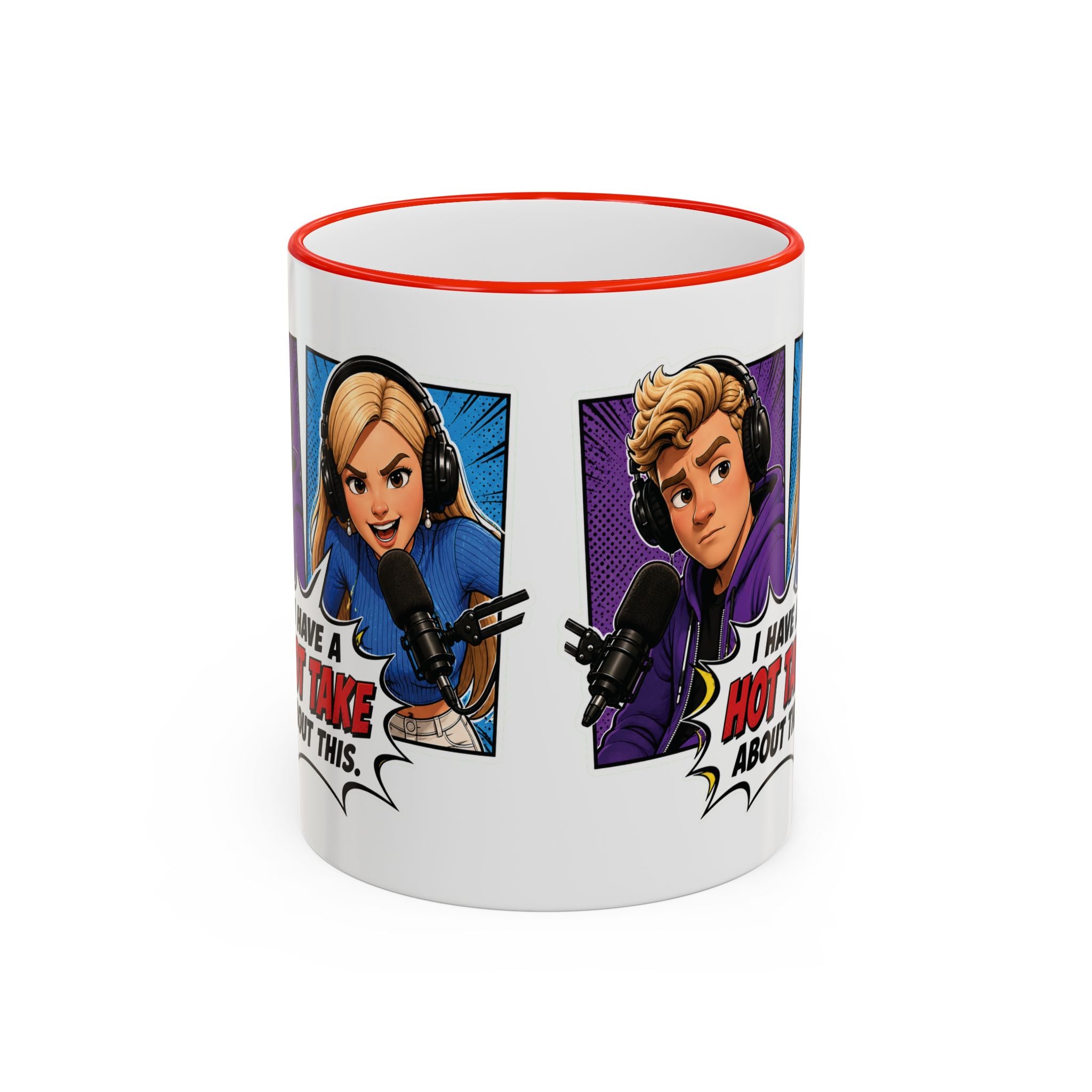 Jake And Emma Hot Take Accent Rim Mug – I Have A Hot Take About This Comic Coffee Cup (11oz/15oz)