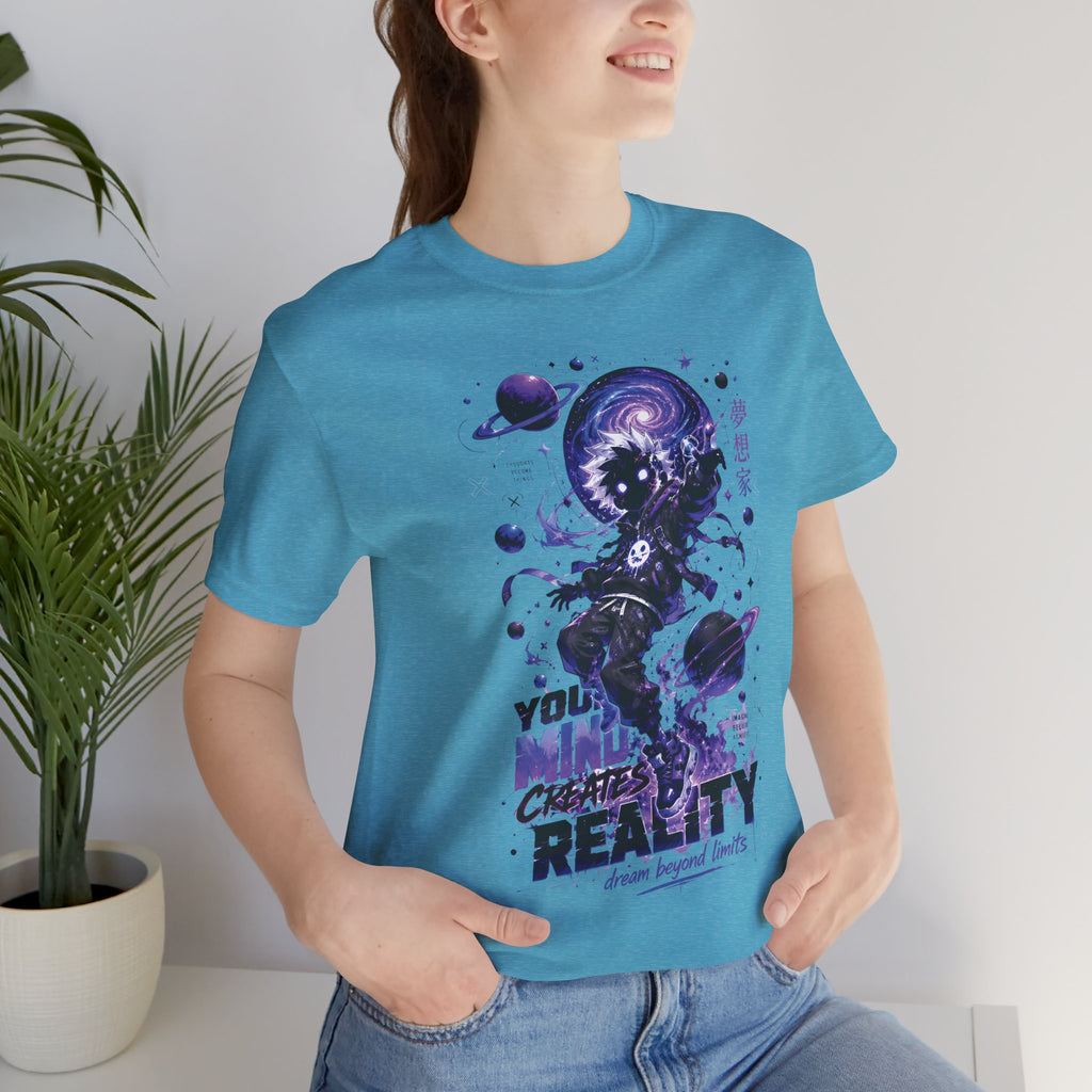 Astronaut Galaxy Tee — "Your Mind Creates Reality" Space Graphic T-Shirt
