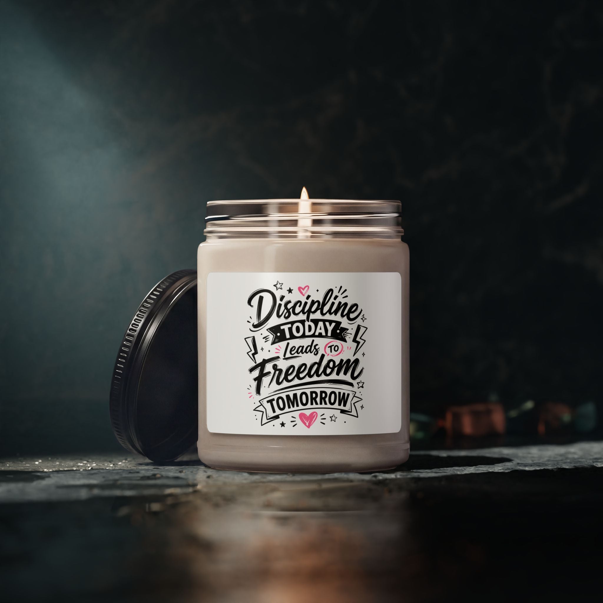 Soy Candle — "Discipline Today Leads to Freedom Tomorrow" Motivational Scented Candle (9oz)