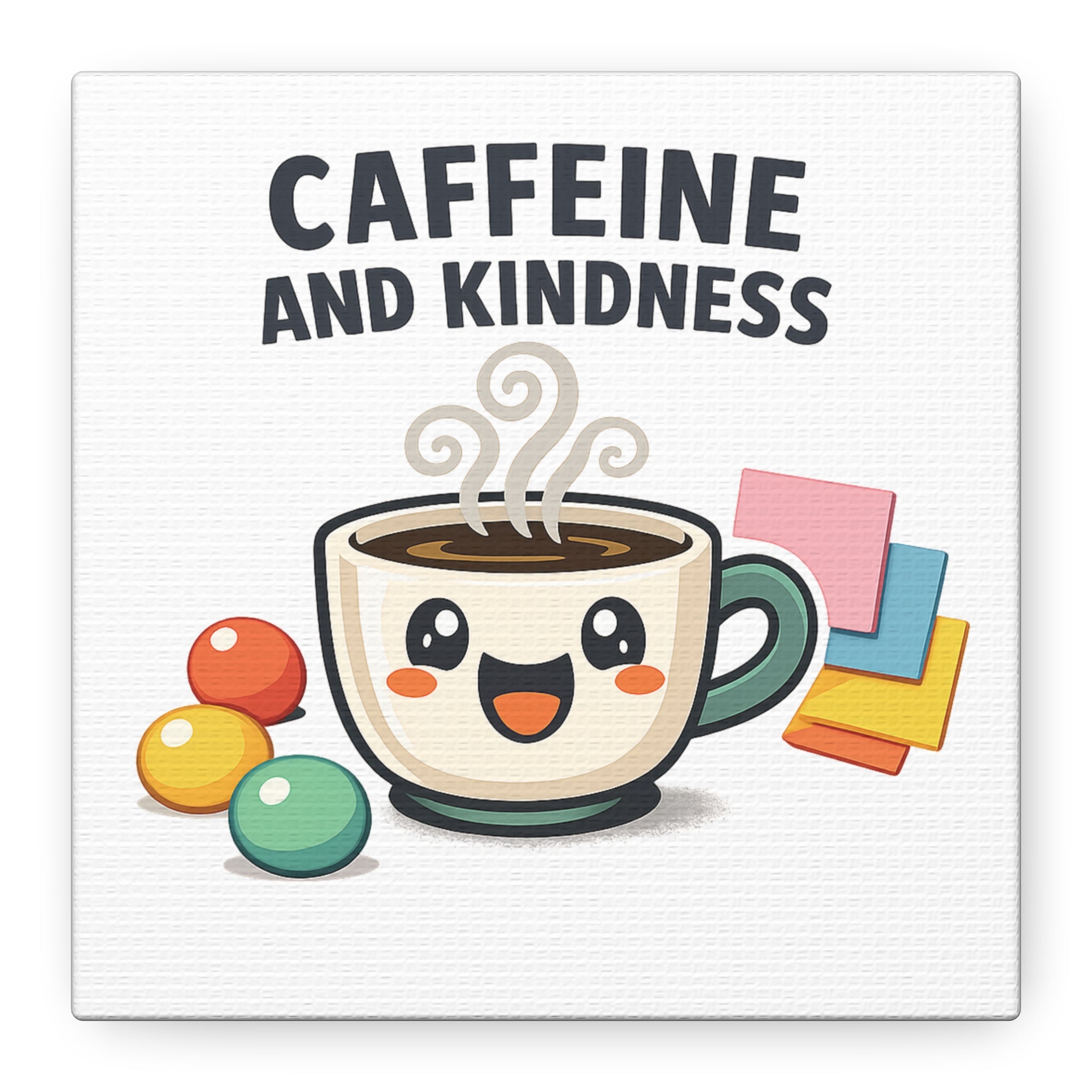Caffeine and Kindness Canvas | Office Humor, Coffee Fuel Wall Art