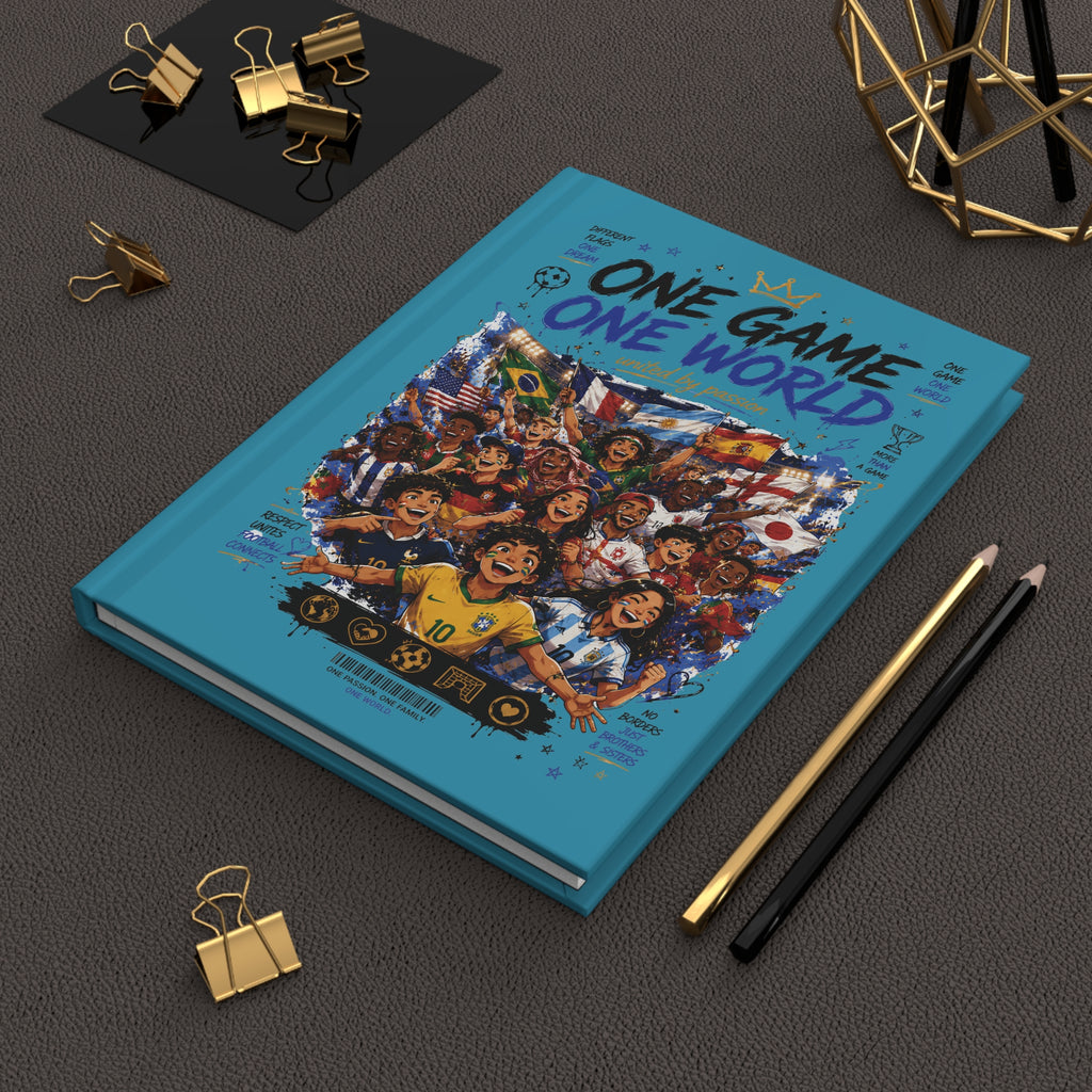 One Game One World Hardcover Journal — Soccer World Cup Team Fans Notebook (Custom Name & Number)