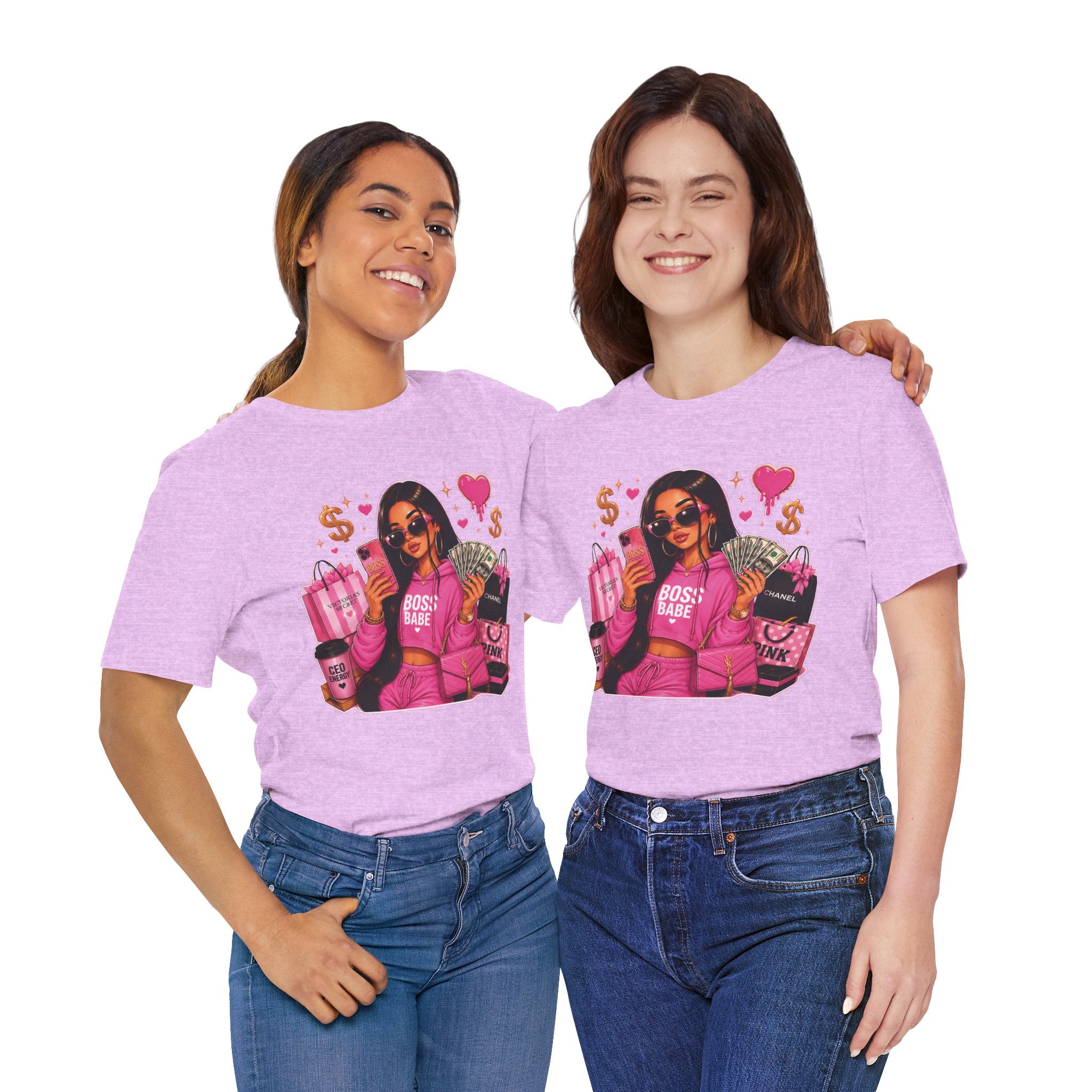 Boss Babe Pink Fashion Tee — Women’s Glam Money & Shopping Graphic Shirt