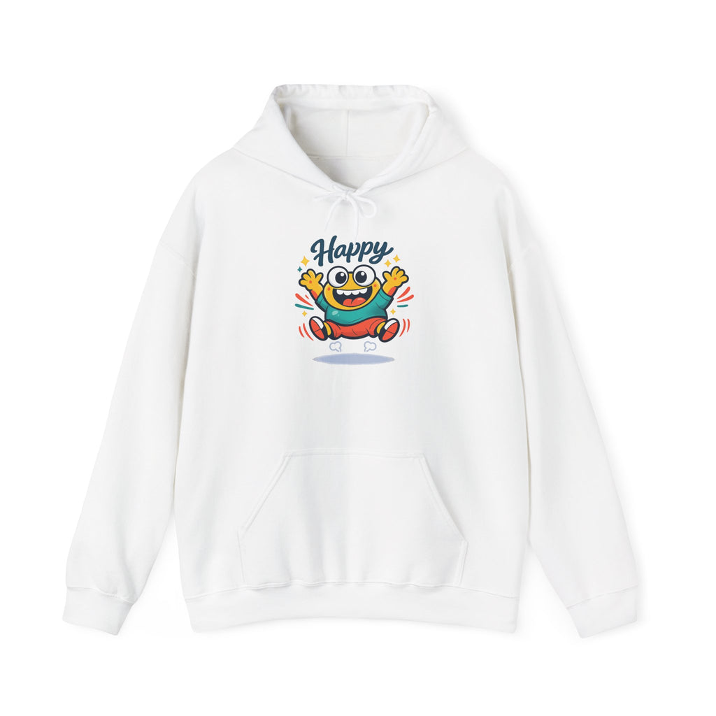 Happy Blob Cartoon Hoodie | kawaii minimal, thick outline mood face