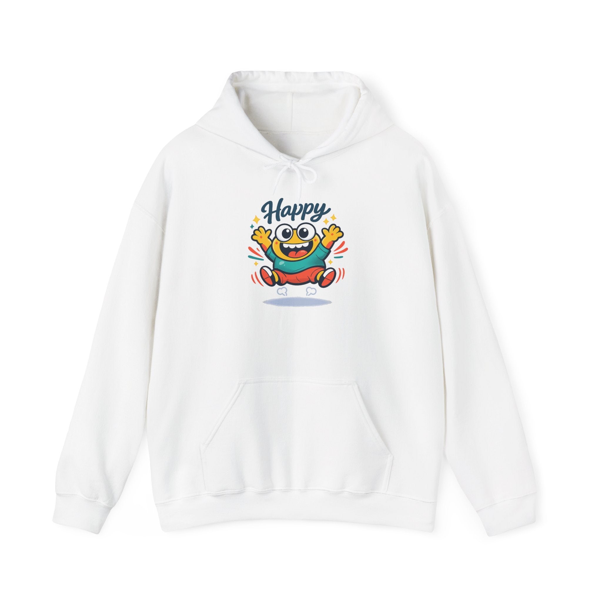 Happy Blob Cartoon Hoodie | kawaii minimal, thick outline mood face