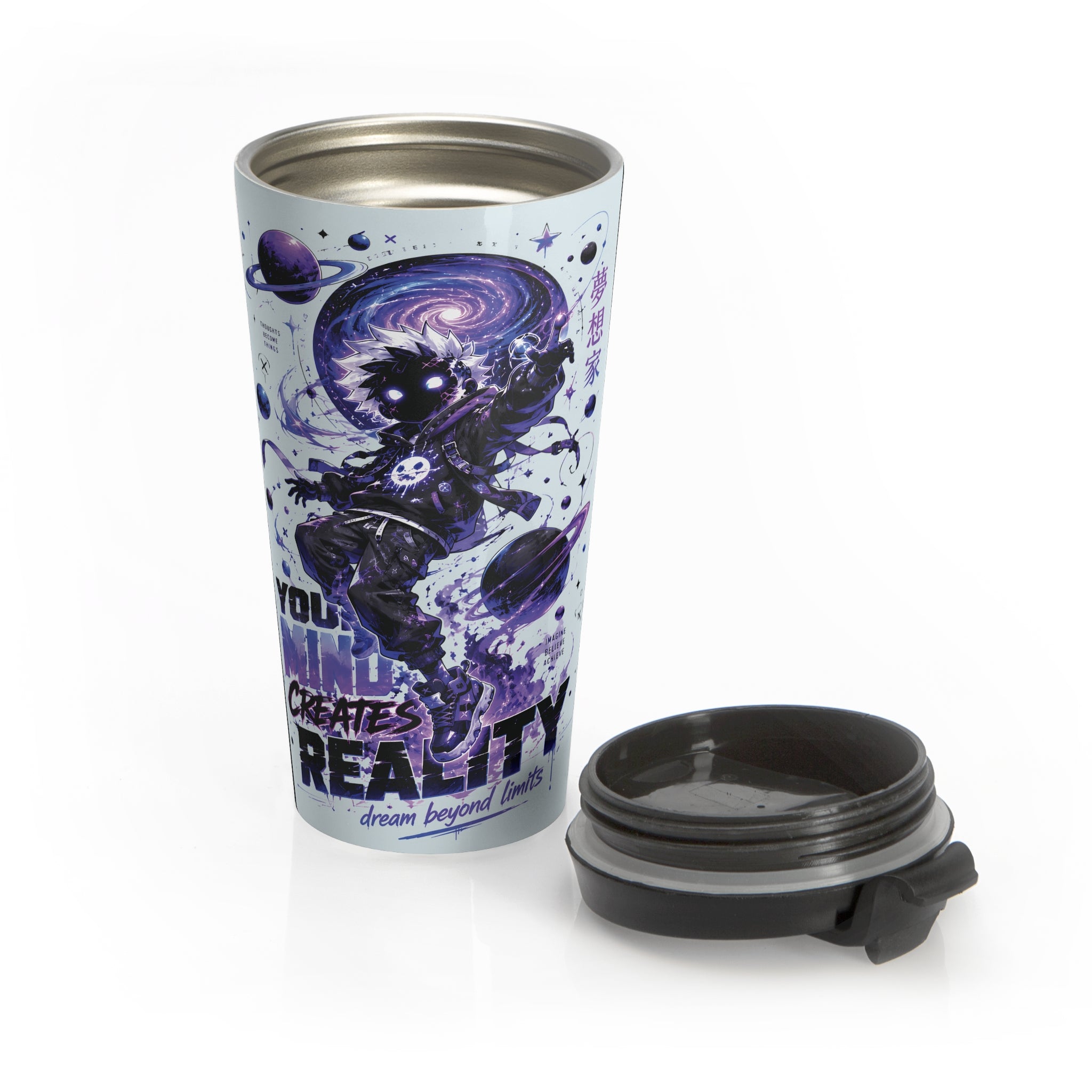 Galaxy Astronaut Travel Mug — "Dream Beyond Limits" Stainless Steel Tumbler (Glitter Iceberg)