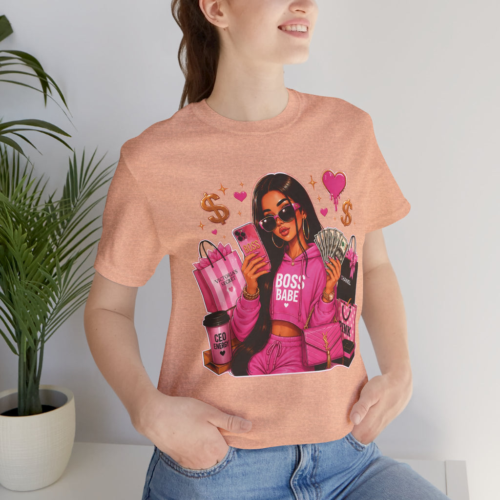 Boss Babe Pink Fashion Tee — Women’s Glam Money & Shopping Graphic Shirt
