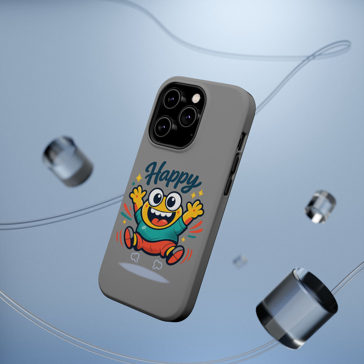 Happy Monster Magnetic Protective Phone Case Gray