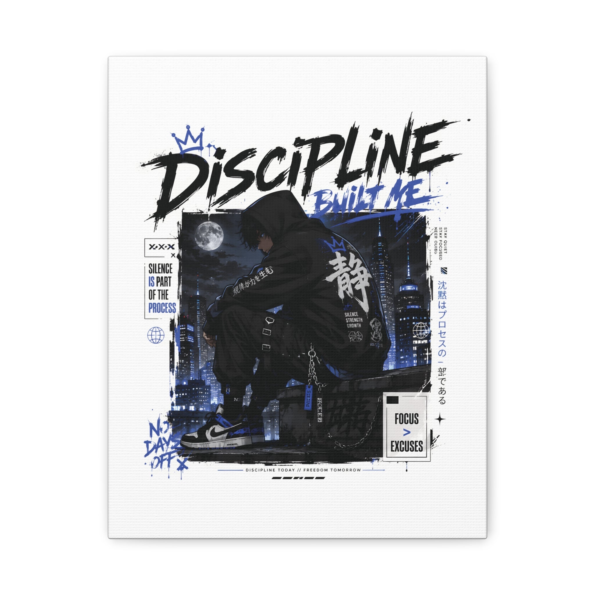 Discipline Built Me Canvas Print — Urban Streetwear Motivational Wall Art