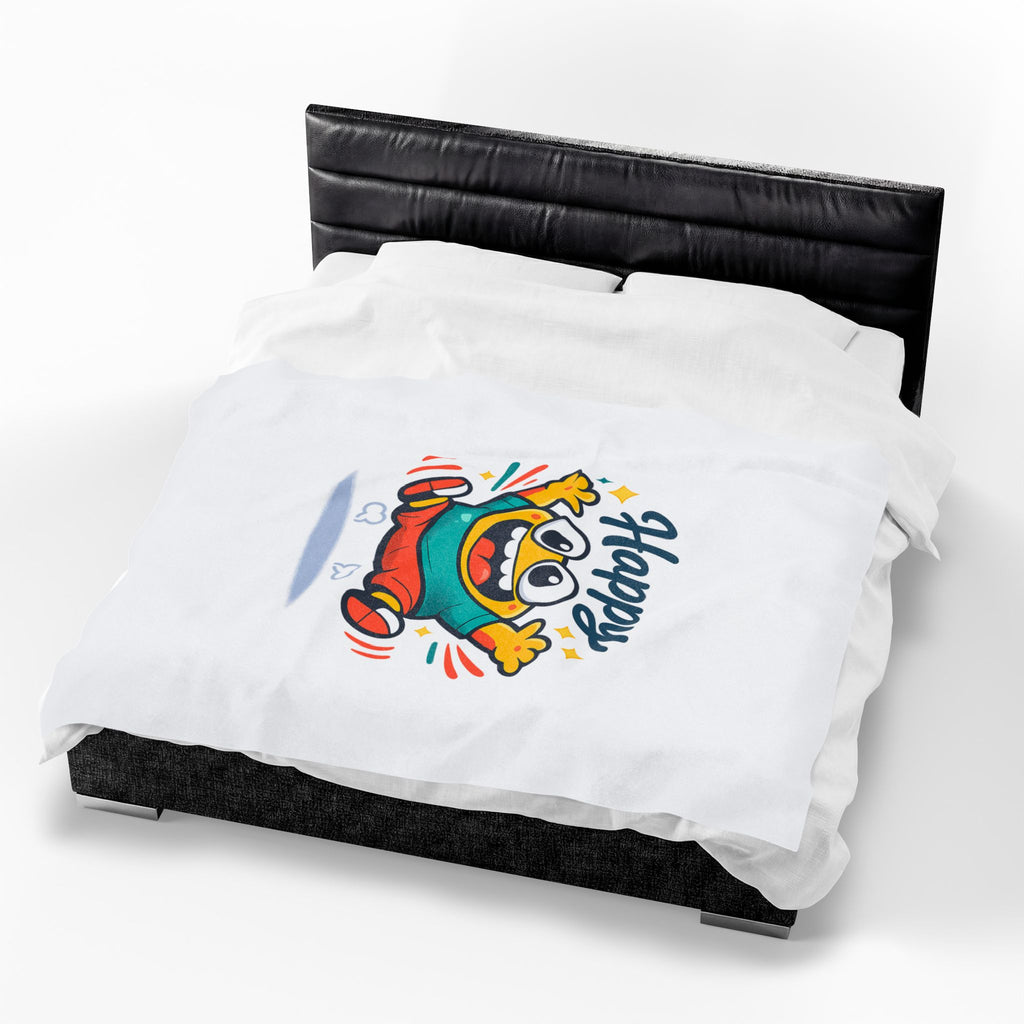 Happy Mood Face Velveteen Blanket - Cute Cartoon Throw