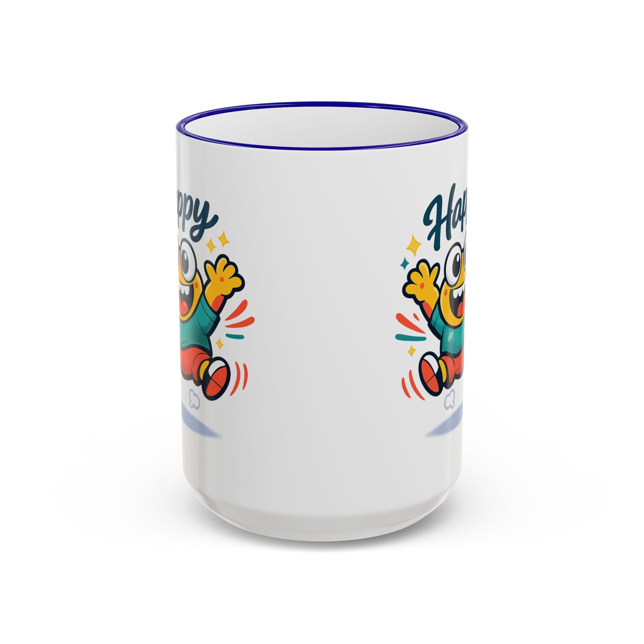 Happy Monster Accent Mug - Cute Cartoon Coffee Cup (11oz/15oz)