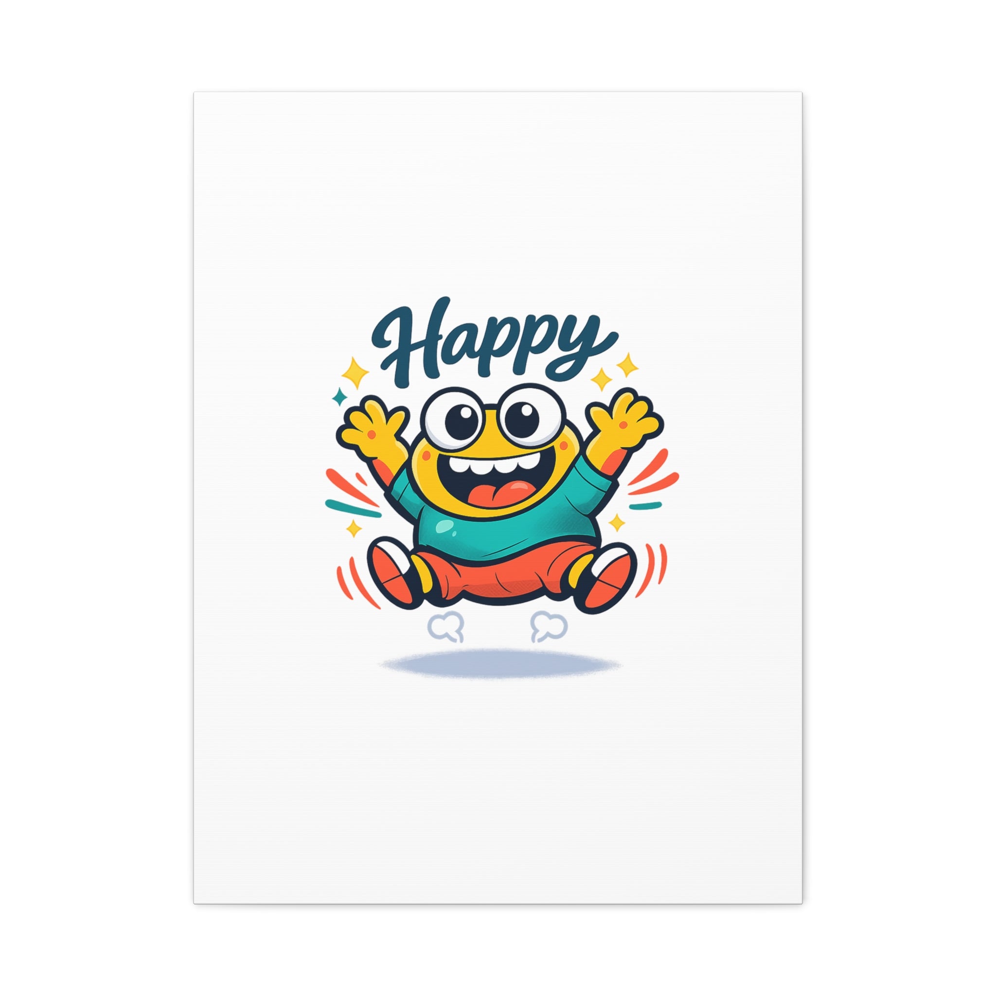 Happy Blob Cartoon Canvas | Bold Cartoon, Thick Outline, Kawaii Minimal