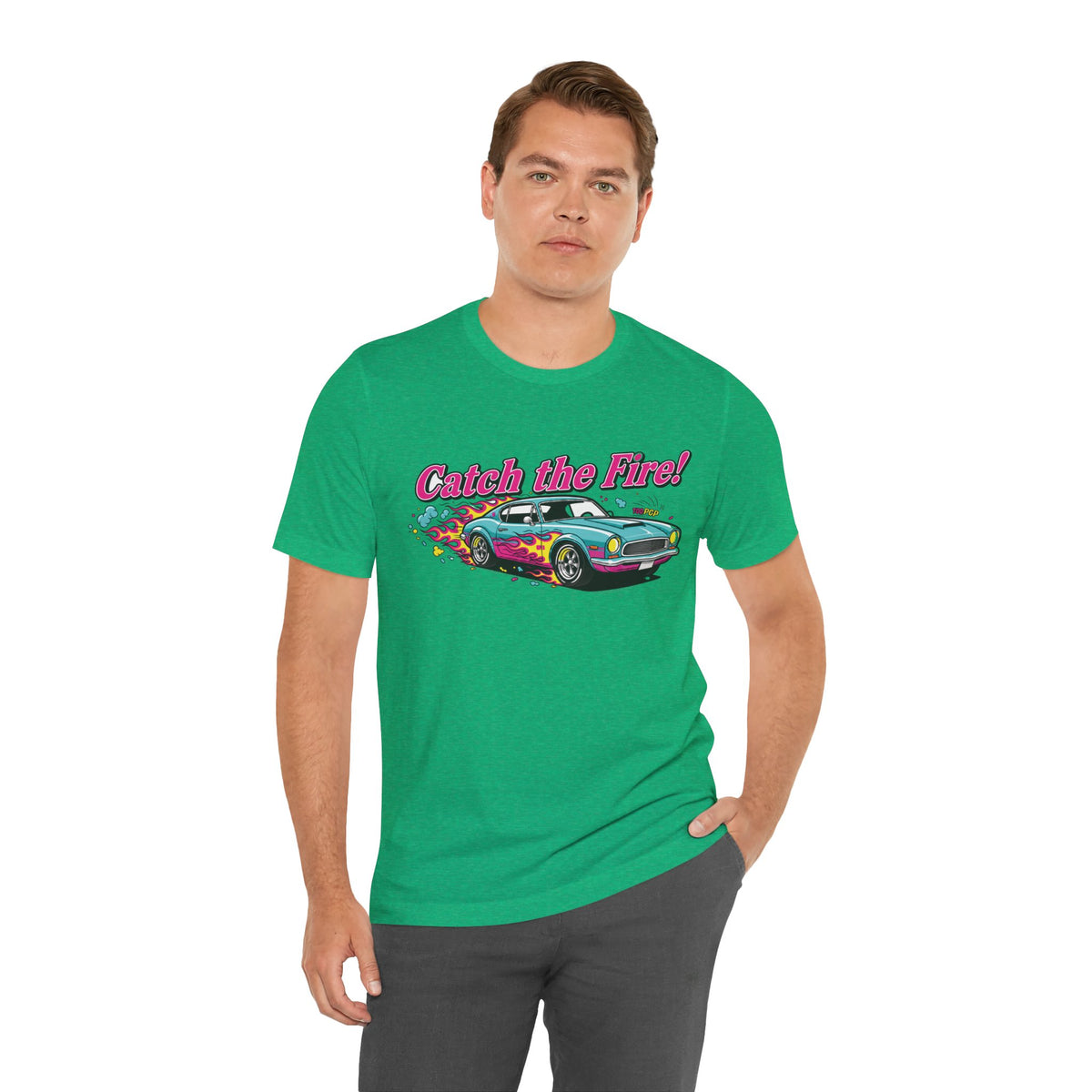 Catch the Fire Vintage Muscle Car Graphic T Shirt
