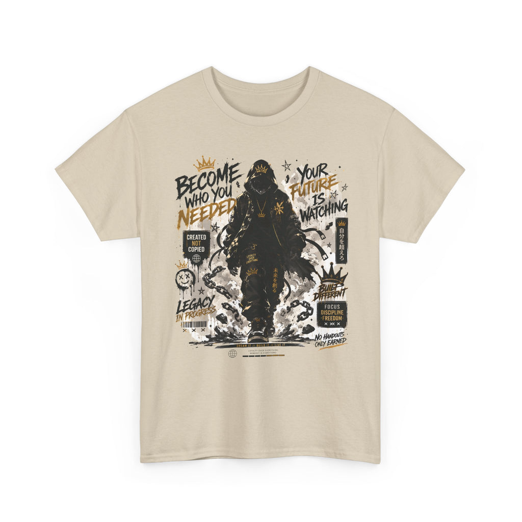 Motivational Soldier Graphic Tee – "Become Who You Need" Inspirational Military Design
