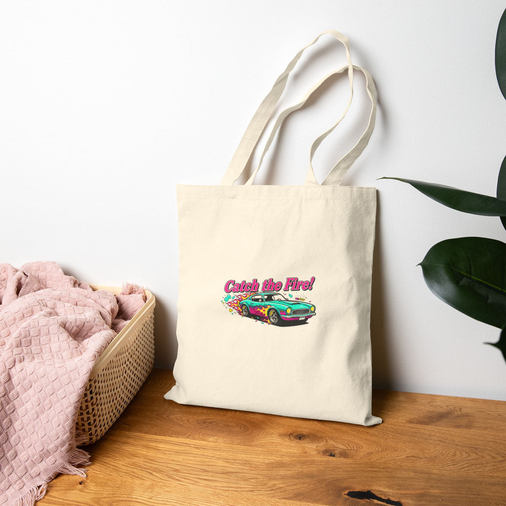 Retro Dragster Tote Bag – Vintage Car Graphic Canvas Tote