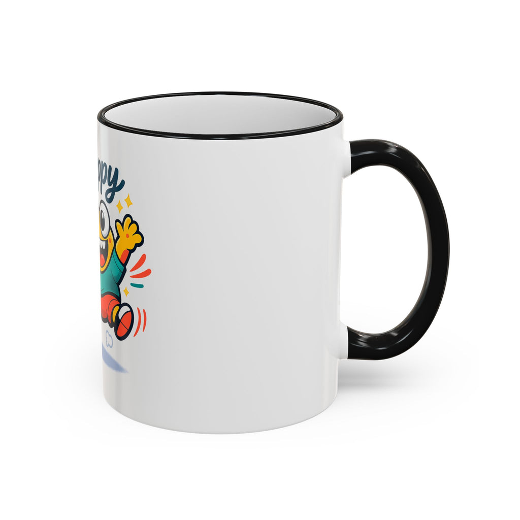 Happy Monster Accent Rim Mug – Cheerful Cute Cartoon Coffee Cup (11oz/15oz)