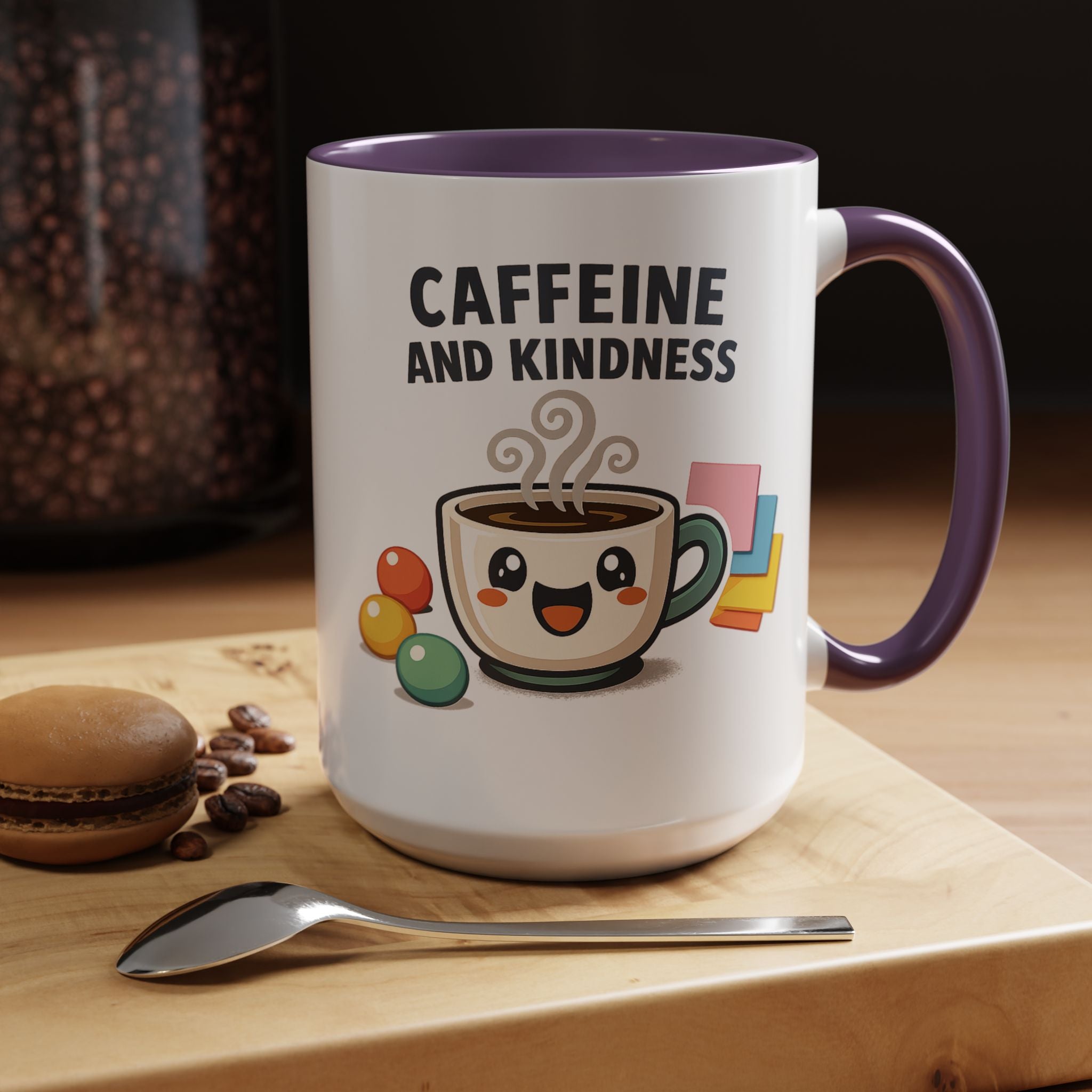 Caffeine and Kindness Coffee Mug – Ceramic Accent Mug (11oz / 15oz)