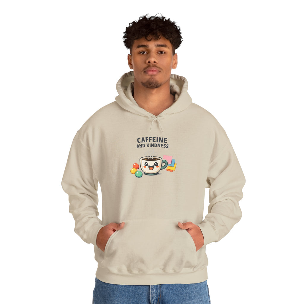 Caffeine and Kindness Hoodie - Cozy Coffee-Themed Sweatshirt