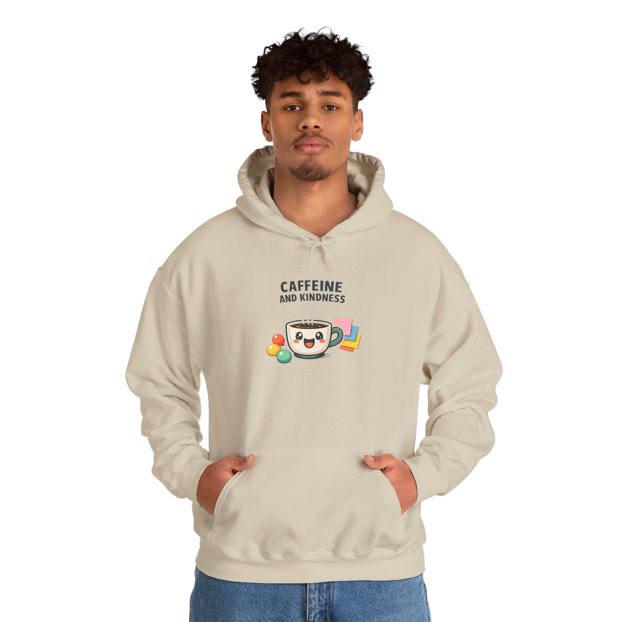 Caffeine and Kindness Hoodie - Cozy Coffee-Themed Sweatshirt