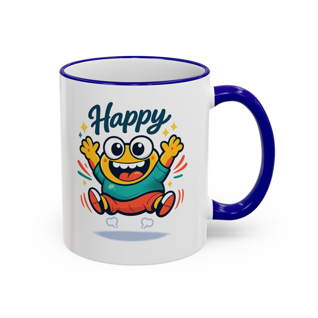Happy Monster Accent Mug - Cute Cartoon Coffee Cup (11oz/15oz)