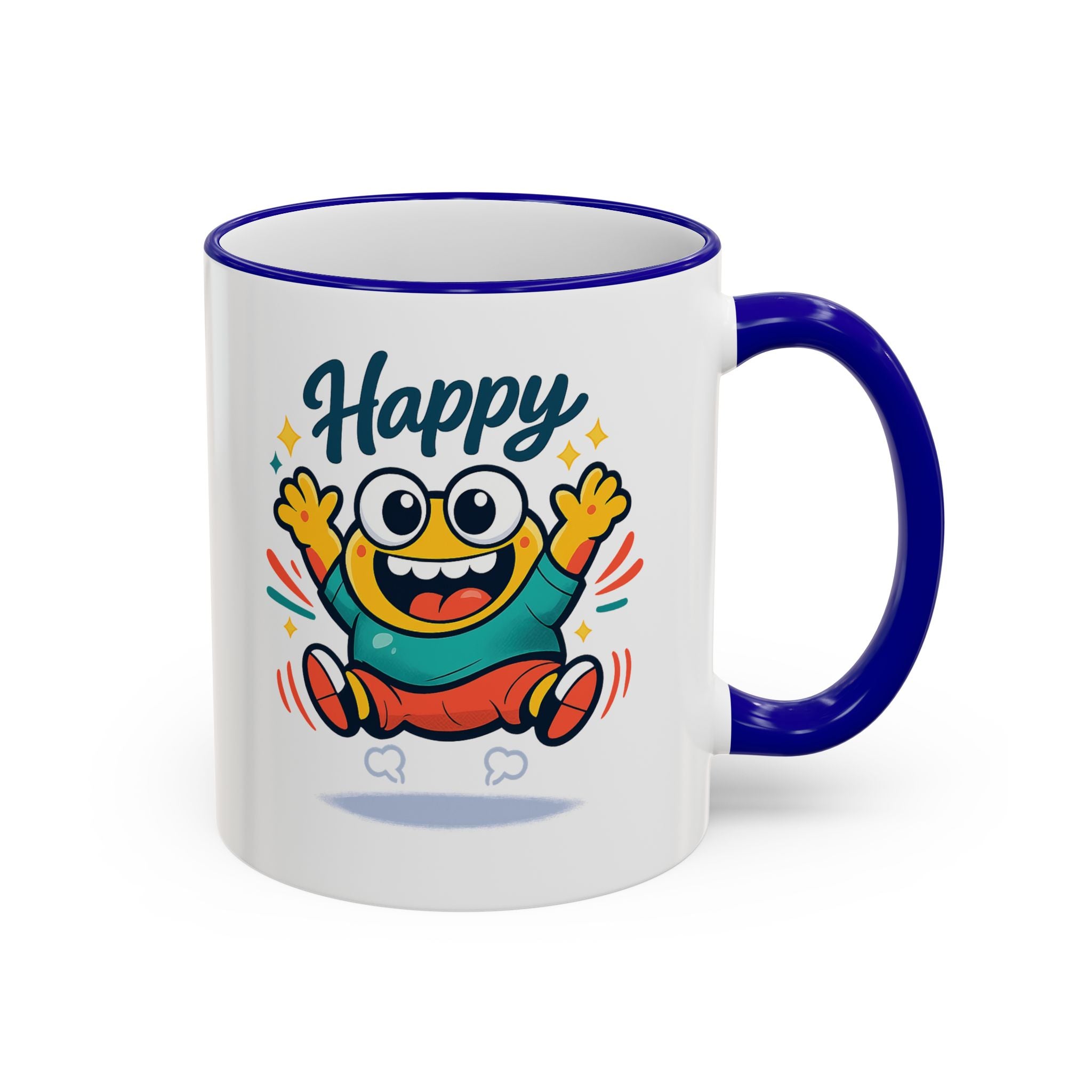 Happy Monster Accent Mug - Cute Cartoon Coffee Cup (11oz/15oz)