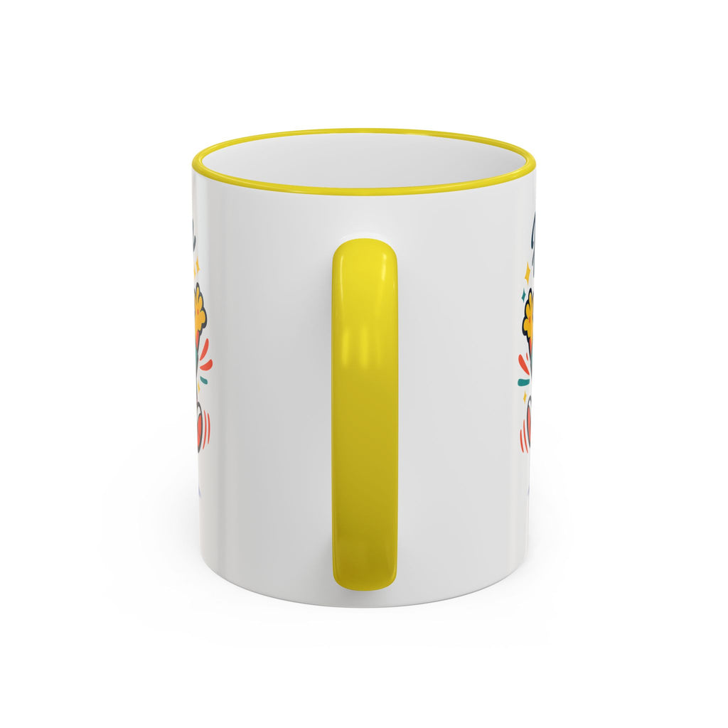 Happy Monster Accent Mug - Cute Cartoon Coffee Cup (11oz/15oz)