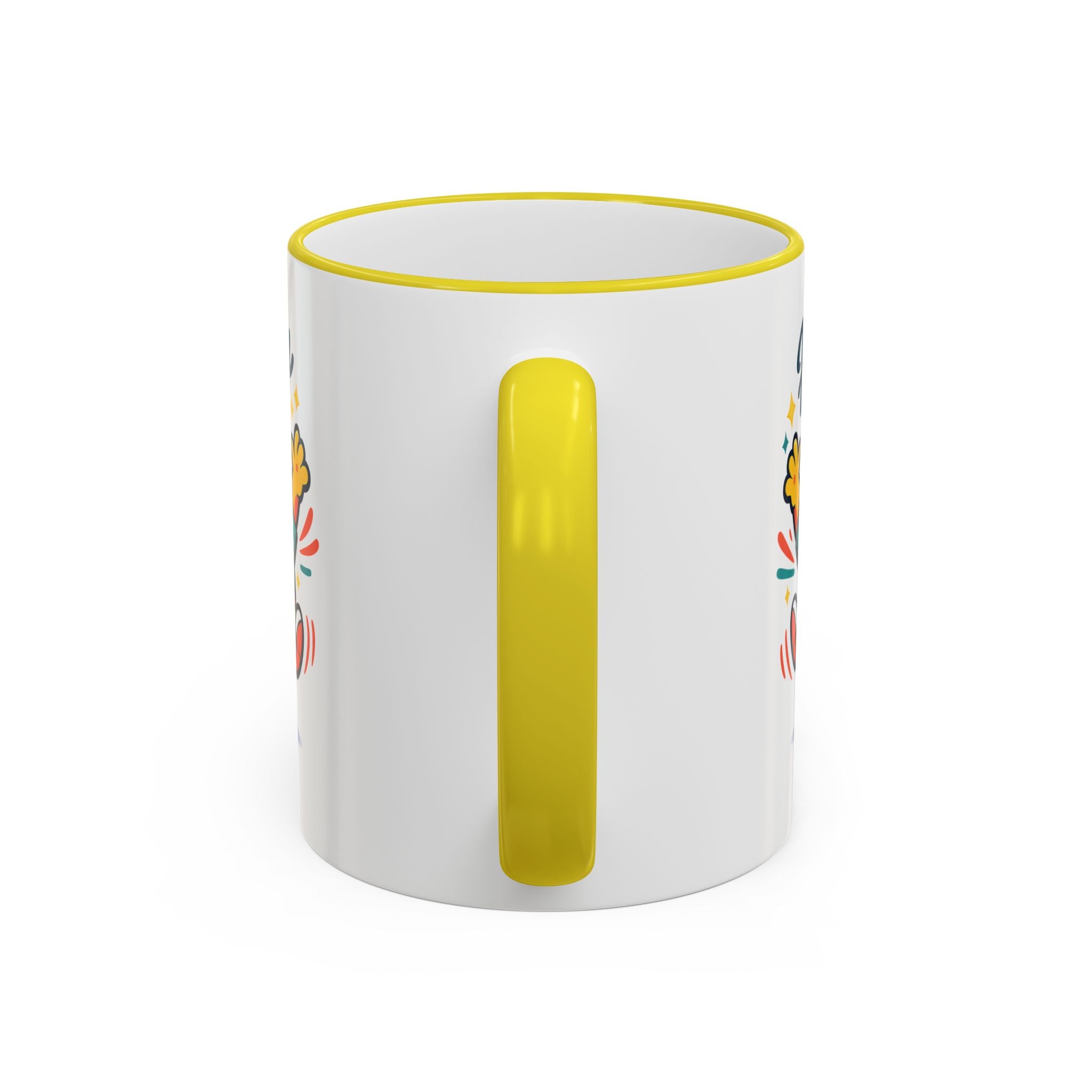 Happy Monster Accent Mug - Cute Cartoon Coffee Cup (11oz/15oz)