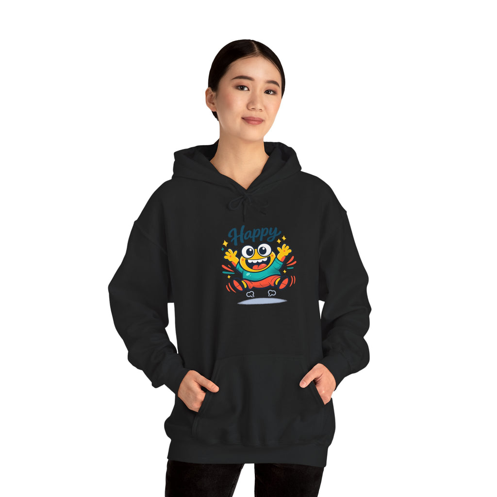 Happy Blob Cartoon Hoodie – Minimal Smiley Graphic Pullover