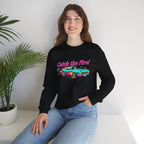 Cartoon Dragster Flames Sweatshirt - Vintage Racing Graphic Crewneck