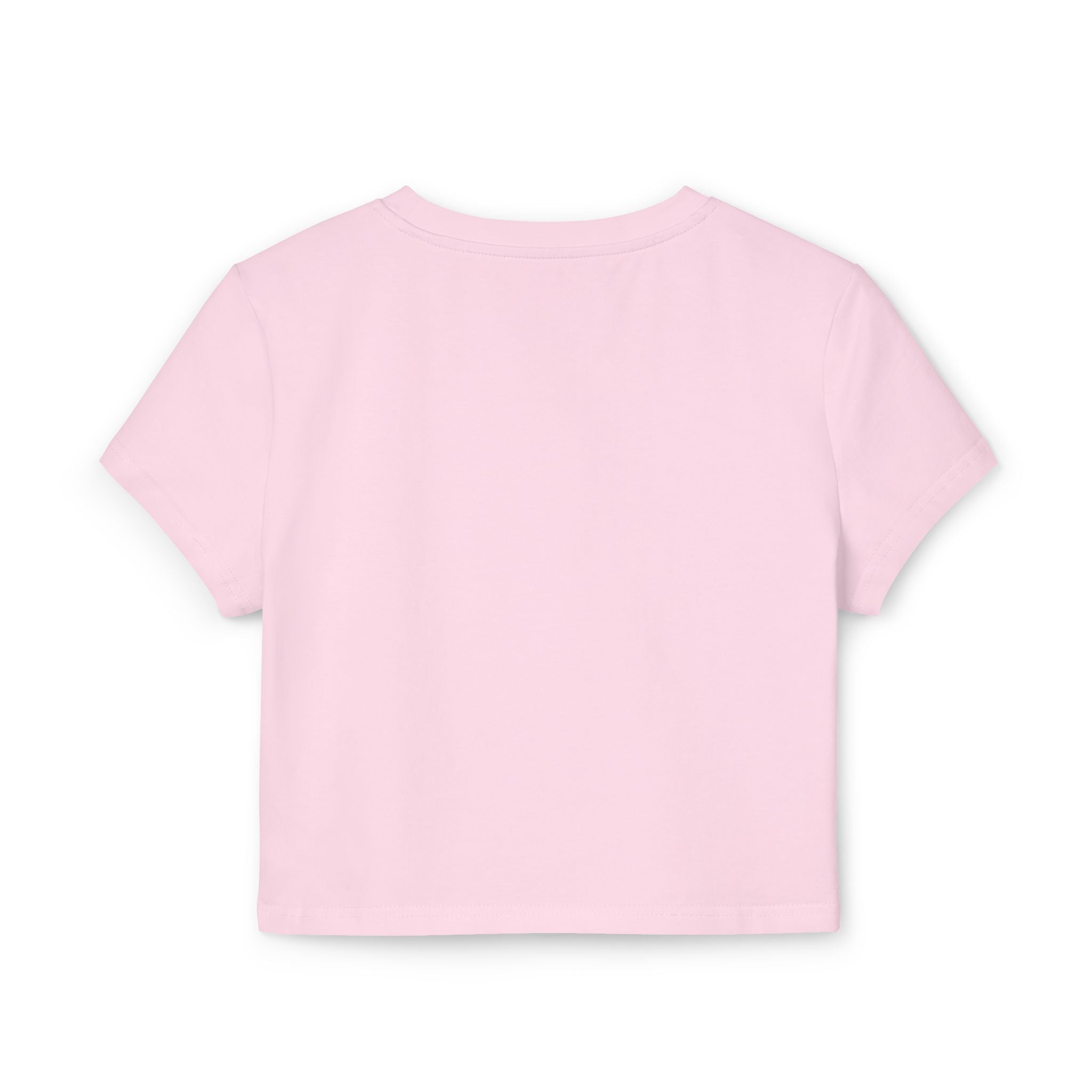 Baby Tee — Cute Girl Drinking Coffee Illustration, Pink Hearts Cozy Aesthetic Top