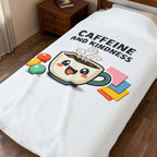Caffeine and Kindness Velveteen Blanket - Cozy Coffee-Themed Throw