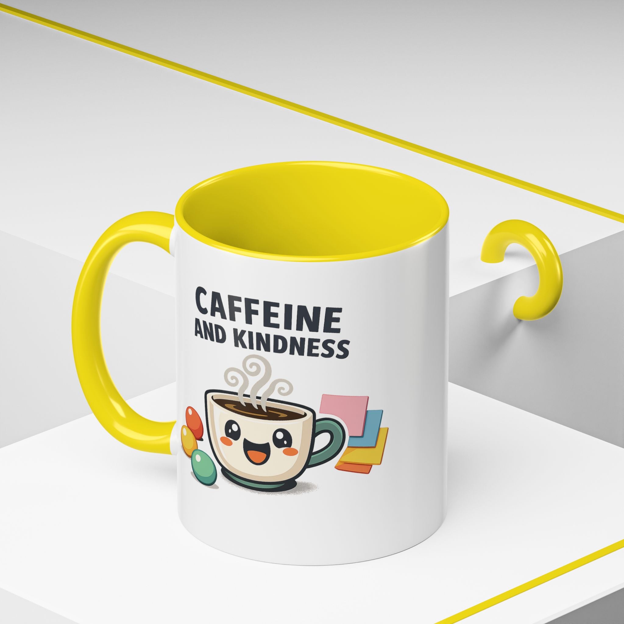 Caffeine and Kindness Coffee Mug – Ceramic Accent Mug (11oz / 15oz)