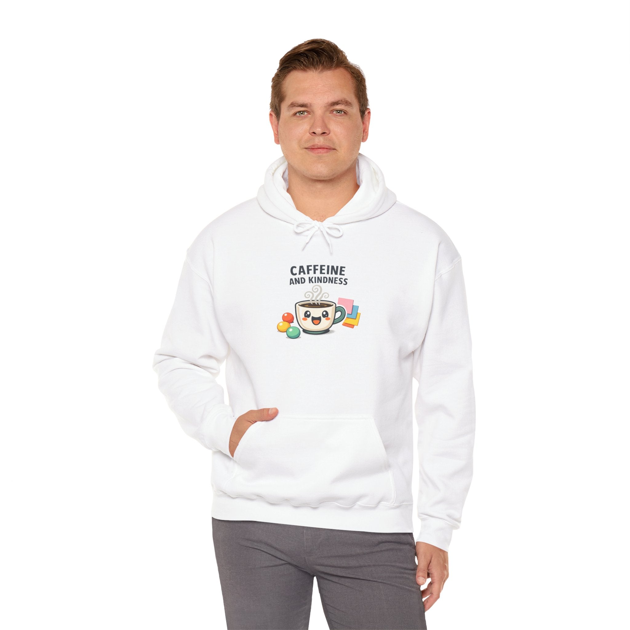 Caffeine and Kindness Hoodie - Cozy Coffee-Themed Sweatshirt