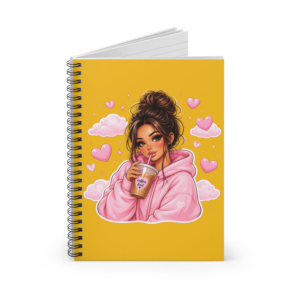 Spiral Notebook — Cute Girl with Bubble Tea Illustration