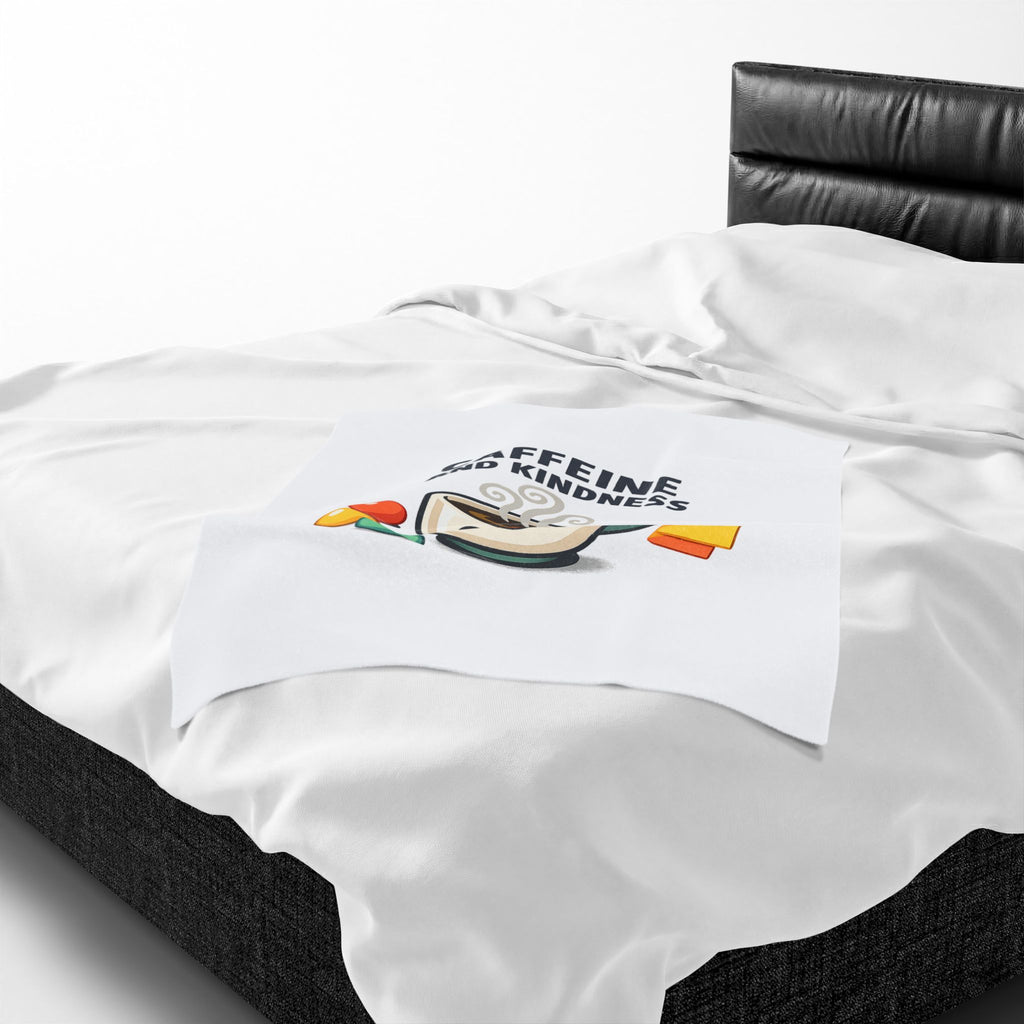 Caffeine and Kindness Velveteen Blanket - Cozy Coffee-Themed Throw