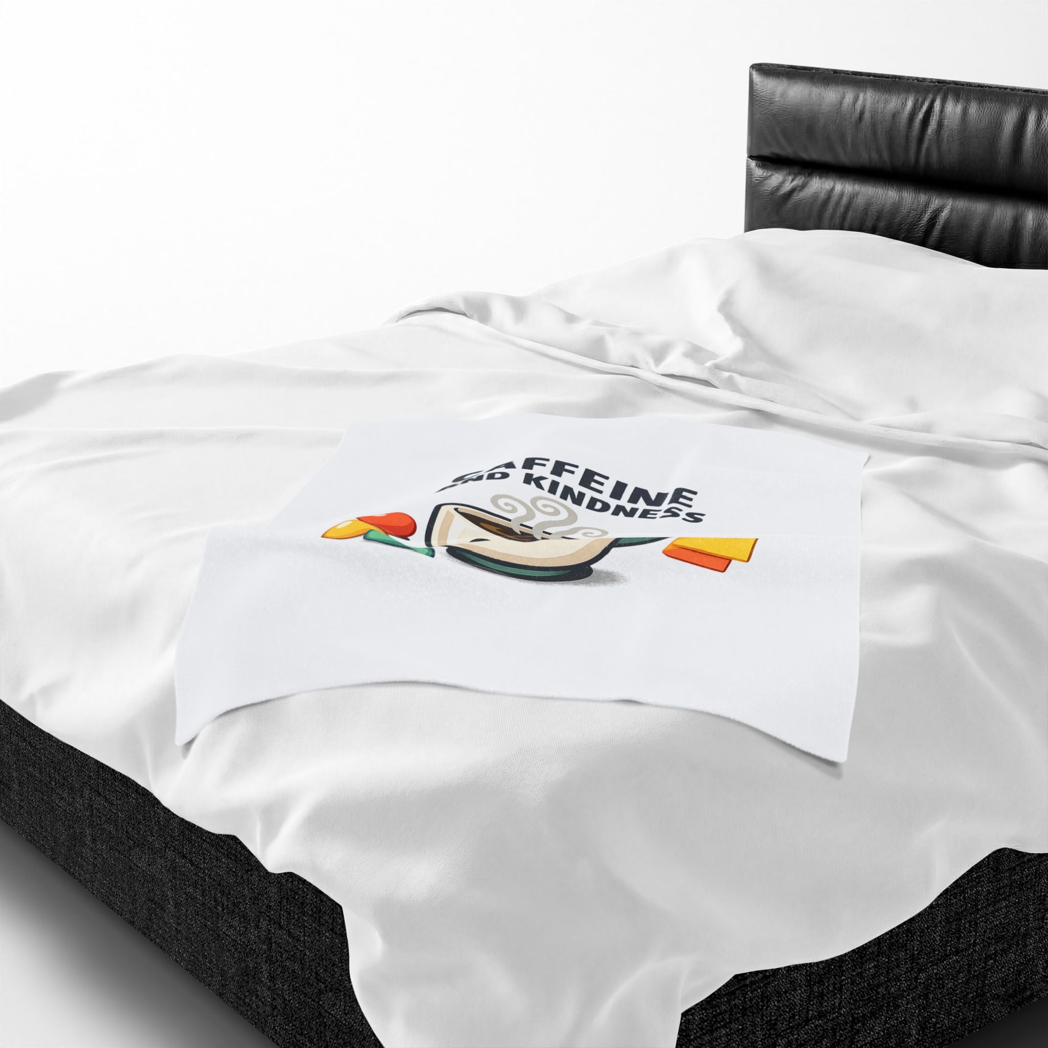 Caffeine and Kindness Velveteen Blanket - Cozy Coffee-Themed Throw