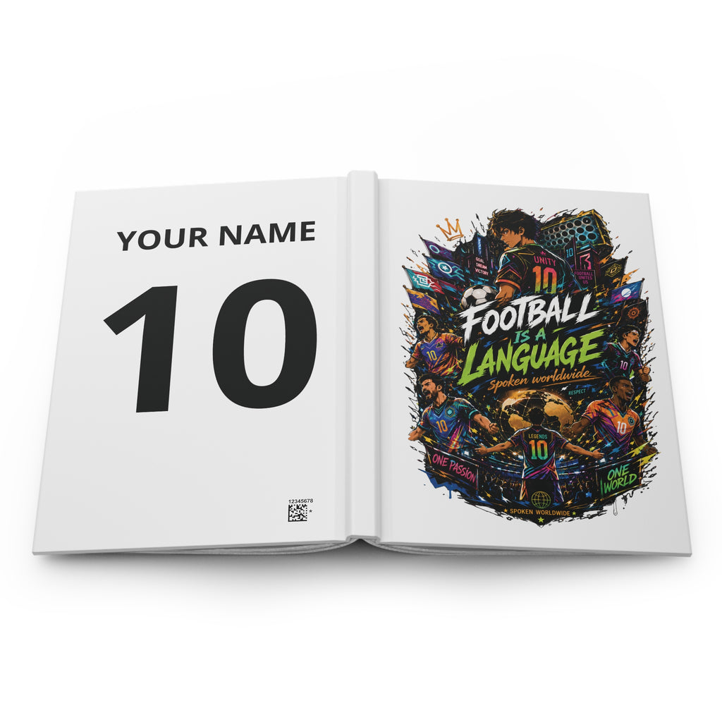 Journal — "Football Is a Language" Personalized Hardcover Notebook (Custom Name & Number)