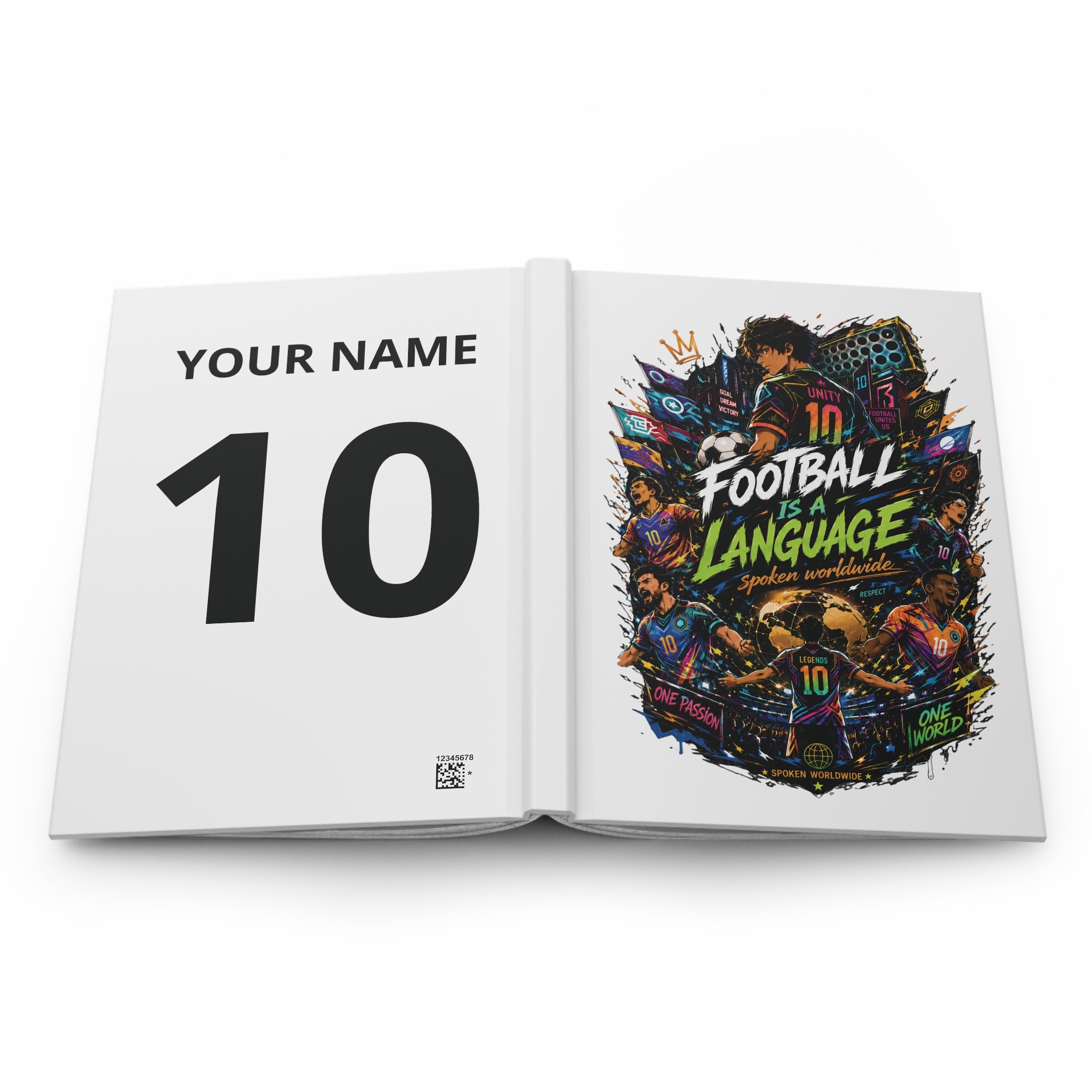 Journal — "Football Is a Language" Personalized Hardcover Notebook (Custom Name & Number)
