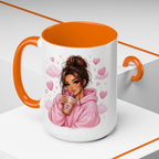 Cute Girl Pink Hoodie Coffee Mug — Iced Coffee Aesthetic Accent Mug (11/15oz)