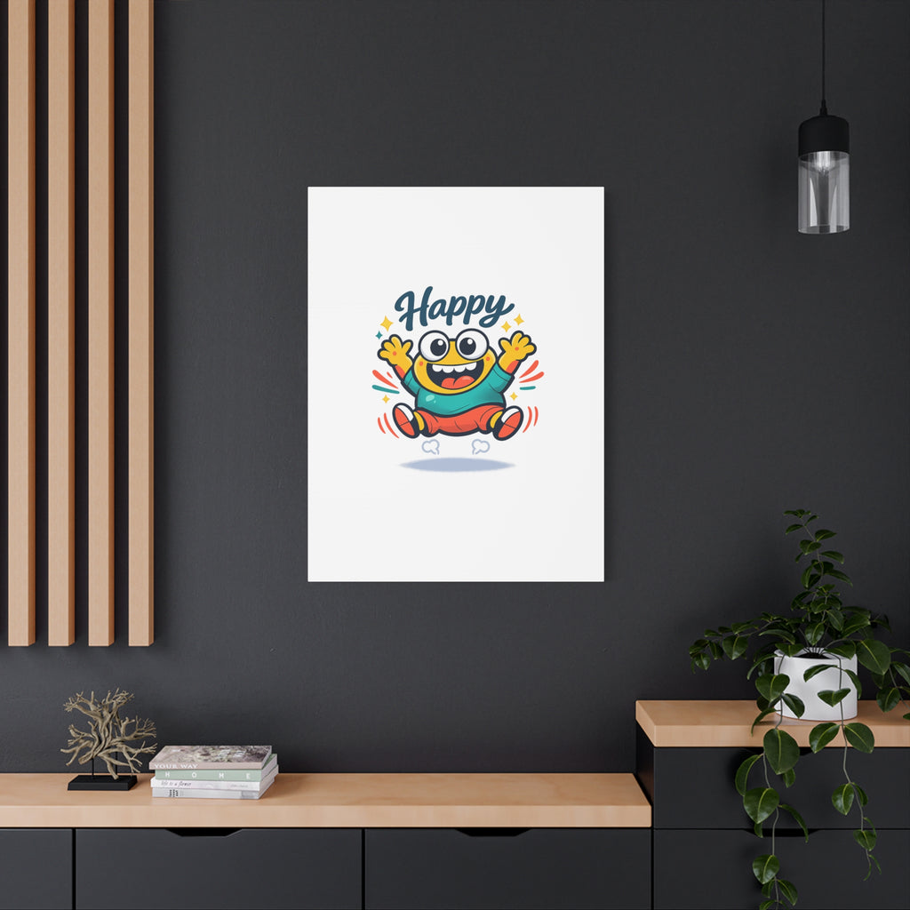 Happy Blob Cartoon Canvas | Bold Cartoon, Thick Outline, Kawaii Minimal