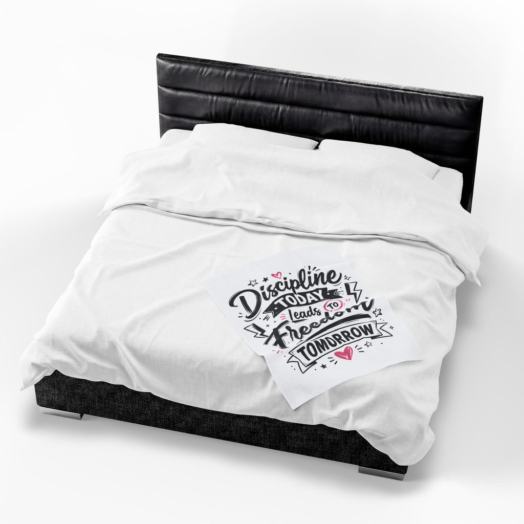 Velveteen Plush Blanket — "Discipline Today Leads to Freedom Tomorrow" Inspirational Throw Blanket